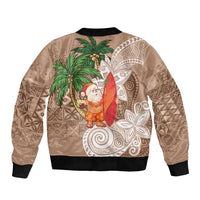Polynesian Bomber Jacket Tropical Santa - Plumeria Beige Vintage LT7 - Polynesian Pride