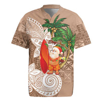 Polynesian Rugby Jersey Tropical Santa - Plumeria Beige Vintage