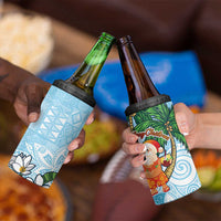 Polynesian 4 in 1 Can Cooler Tumbler Tropical Santa - Plumeria Turquoise Vintage