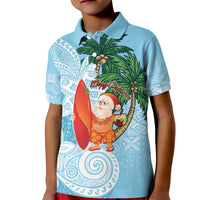 Polynesian Kid Polo Shirt Tropical Santa - Plumeria Turquoise Vintage LT7 Kid Turquoise - Polynesian Pride