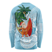 Polynesian Long Sleeve Shirt Tropical Santa - Plumeria Turquoise Vintage LT7 - Polynesian Pride