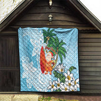 Polynesian Quilt Tropical Santa - Plumeria Turquoise Vintage LT7 - Polynesian Pride