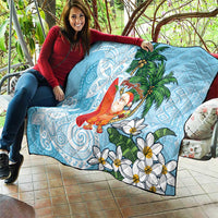 Polynesian Quilt Tropical Santa - Plumeria Turquoise Vintage LT7 - Polynesian Pride