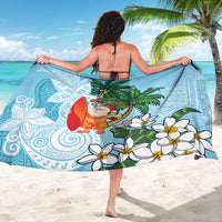 Polynesian Sarong Tropical Santa - Plumeria Turquoise Vintage LT7 - Polynesian Pride