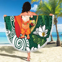 Polynesian Beach Blanket Tropical Santa - Plumeria Green Vintage