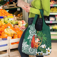 Polynesian Grocery Bag Tropical Santa - Plumeria Green Vintage