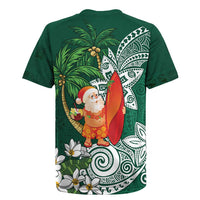 Polynesian Rugby Jersey Tropical Santa - Plumeria Green Vintage
