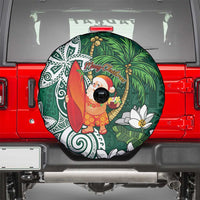 Polynesian Spare Tire Cover Tropical Santa - Plumeria Green Vintage