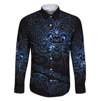 New Zealand Matariki Family Matching Long Sleeve Bodycon Dress and Hawaiian Shirt Cosmic Style LT7 Dad's Shirt - Long Sleeve Galaxy - Polynesian Pride
