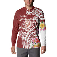 Aloha Hawaii Island Personalized Button Sweatshirt Crimson Dreamy Turtle