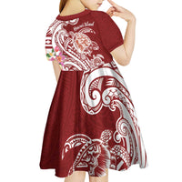 Aloha Hawaii Island Personalized Kid Short Sleeve Dress Crimson Dreamy Turtle