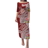 Aloha Hawaii Island Personalized Puletasi Crimson Dreamy Turtle LT7 Long Dress Red - Polynesian Pride