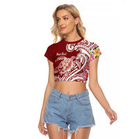 Aloha Hawaii Island Personalized Raglan Cropped T Shirt Crimson Dreamy Turtle