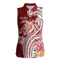 Aloha Hawaii Island Personalized Women Sleeveless Polo Shirt Crimson Dreamy Turtle