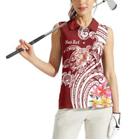 Aloha Hawaii Island Personalized Women Sleeveless Polo Shirt Crimson Dreamy Turtle