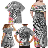 Aloha Kahoolawe Island Personalized Family Matching Off Shoulder Maxi Dress and Hawaiian Shirt Ashen Dreamy Turtle