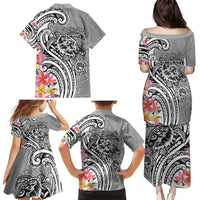 Aloha Kahoolawe Island Personalized Family Matching Puletasi and Hawaiian Shirt Ashen Dreamy Turtle