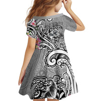 Aloha Kahoolawe Island Personalized Kid Short Sleeve Dress Ashen Dreamy Turtle