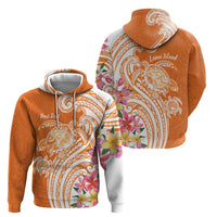 Aloha Lanai Island Personalized Hoodie Orange Dreamy Turtle