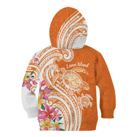 Aloha Lanai Island Personalized Kid Hoodie Orange Dreamy Turtle