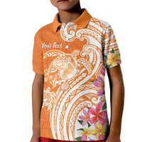 Aloha Lanai Island Personalized Kid Polo Shirt Orange Dreamy Turtle LT7 Kid Orange - Polynesian Pride