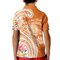 Aloha Lanai Island Personalized Kid Polo Shirt Orange Dreamy Turtle LT7 - Polynesian Pride