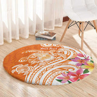 Aloha Lanai Island Personalized Round Carpet Orange Dreamy Turtle