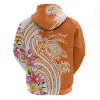 Aloha Lanai Island Personalized Zip Hoodie Orange Dreamy Turtle