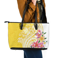 Aloha Oahu Island Personalized Leather Tote Bag Yellow Dreamy Turtle LT7 - Polynesian Pride