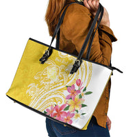 Aloha Oahu Island Personalized Leather Tote Bag Yellow Dreamy Turtle LT7 - Polynesian Pride