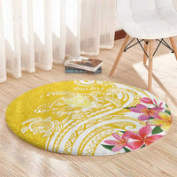 Aloha Oahu Island Personalized Round Carpet Yellow Dreamy Turtle