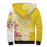 Aloha Oahu Island Personalized Sherpa Hoodie Yellow Dreamy Turtle