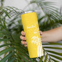 Aloha Oahu Island Personalized Skinny Tumbler Yellow Dreamy Turtle