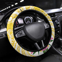 Aloha Oahu Island Personalized Steering Wheel Cover Yellow Dreamy Turtle