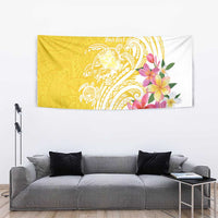 Aloha Oahu Island Personalized Tapestry Yellow Dreamy Turtle