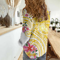 Aloha Oahu Island Personalized Women Casual Shirt Yellow Dreamy Turtle