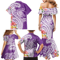 Aloha Kauai Island Personalized Family Matching Mermaid Dress and Hawaiian Shirt Lilac Dreamy Turtle