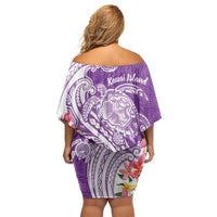 Aloha Kauai Island Personalized Off Shoulder Short Dress Lilac Dreamy Turtle