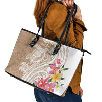 Aloha Niihau Island Personalized Leather Tote Bag Beige Dreamy Turtle LT7 - Polynesian Pride