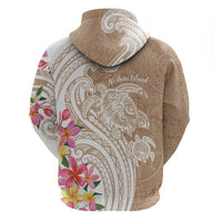 Aloha Ni’ihau Island Personalized Zip Hoodie Beige Dreamy Turtle