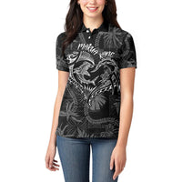 Hawaii Father's Day Vintage Lei Women Polo Shirt Hauoli la Makuakane - Black