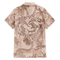 Hawaii Father's Day Vintage Lei Family Matching Off Shoulder Short Dress and Hawaiian Shirt Hauoli la Makuakane - Beige