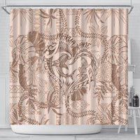 Hawaii Father's Day Vintage Lei Shower Curtain Hauoli la Makuakane - Beige LT7 - Polynesian Pride
