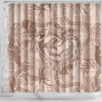 Hawaii Father's Day Vintage Lei Shower Curtain Hauoli la Makuakane - Beige LT7 - Polynesian Pride