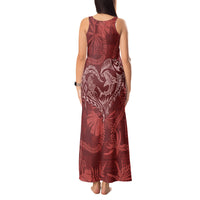 Hawaii Father's Day Vintage Lei Tank Maxi Dress Hauoli la Makuakane - Red LT7 - Polynesian Pride