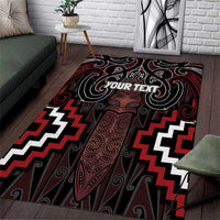 Maori Taiaha Whakairo Personalized Area Rug Red Poutama Motifs LT7 Red - Polynesian Pride