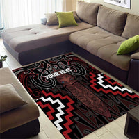 Maori Taiaha Whakairo Personalized Area Rug Red Poutama Motifs LT7 - Polynesian Pride