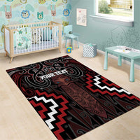 Maori Taiaha Whakairo Personalized Area Rug Red Poutama Motifs LT7 - Polynesian Pride