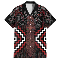 Maori Taiaha Whakairo Personalized Family Matching Long Sleeve Bodycon Dress and Hawaiian Shirt Red Poutama Motifs LT7 Dad's Shirt - Short Sleeve Red - Polynesian Pride