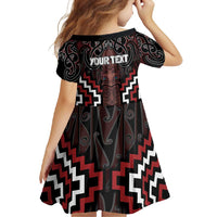 Maori Taiaha Whakairo Personalized Family Matching Summer Maxi Dress and Hawaiian Shirt Red Poutama Motifs